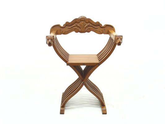 Vintage Italian Savonarola Chair in Walnut, 1970s-WVA-1447201