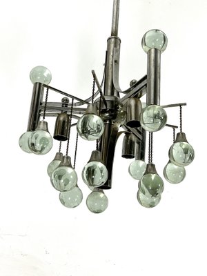 Vintage Italian Sciolari Chandelier in Chrome and Glass, 1970s-OT-1730417