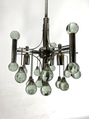 Vintage Italian Sciolari Chandelier in Chrome and Glass, 1970s-OT-1730417