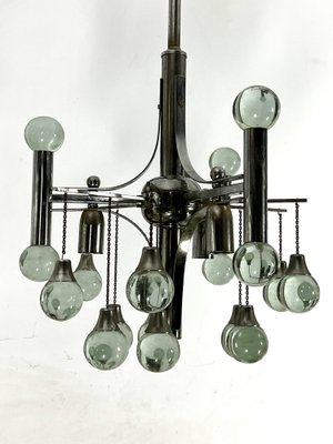 Vintage Italian Sciolari Chandelier in Chrome and Glass, 1970s-OT-1730417