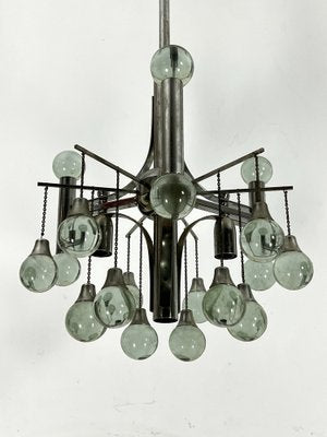 Vintage Italian Sciolari Chandelier in Chrome and Glass, 1970s-OT-1730417