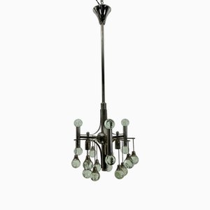 Vintage Italian Sciolari Chandelier in Chrome and Glass, 1970s-OT-1730417