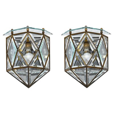 Vintage Italian Sconces in Beveled Glass from Fontana Arte, 1940s, Set of 2-JDR-1768105