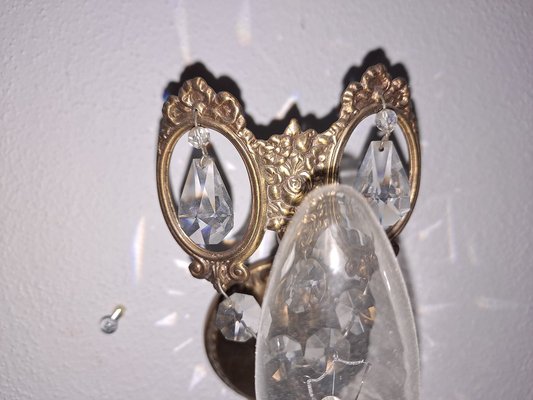 Vintage Italian Sconces with Crystal Drops, Set of 2-HIT-1015811