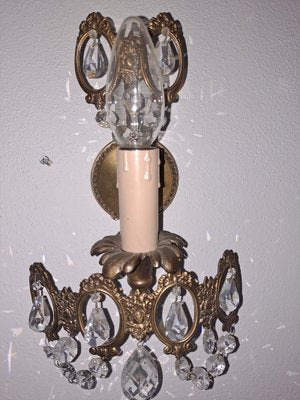 Vintage Italian Sconces with Crystal Drops, Set of 2-HIT-1015811