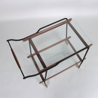 Vintage Italian Service Cart in Painted Beech and Glass, 1960s-VMM-1796775