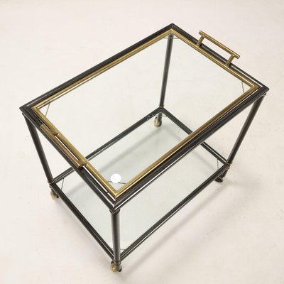 Vintage Italian Serving Cart in Metal and Brass from Christofle, 1970s-VMM-2023896