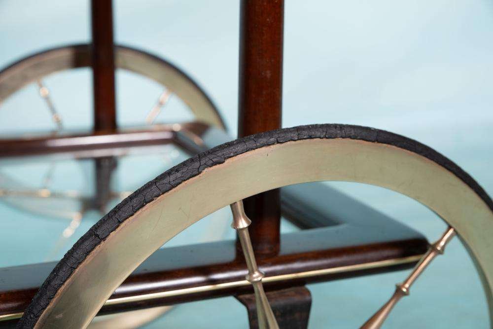 Vintage Italian Serving Trolley in Walnut and Glass by Cesare Lacca, 1950s