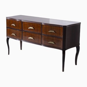 Vintage Italian Sideboard in Brass and Walnut Wood, 1950s-RCE-1802198