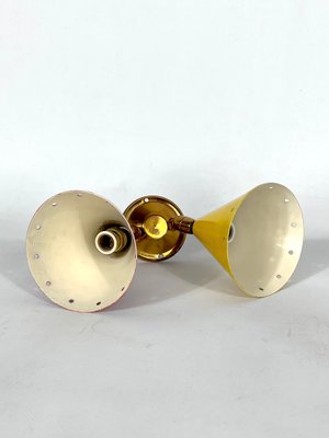 Vintage Italian Single Brass Double Cones Wall Lamp, 1950s-OT-1426439