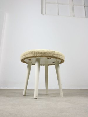 Vintage Italian Stool in Beige Fabric, 1980s-HGJ-1757201