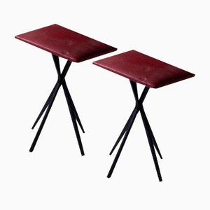 Vintage Italian Stools in Red Faux Leather, 1960, Set of 2-RCE-1792409