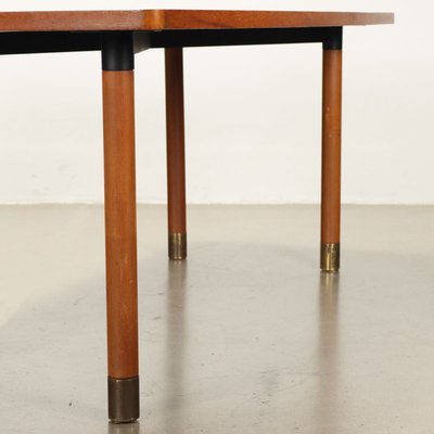 Vintage Italian Table in Teak and Brass, 1960s-VMM-2033294