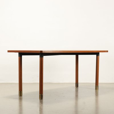 Vintage Italian Table in Teak and Brass, 1960s-VMM-2033294