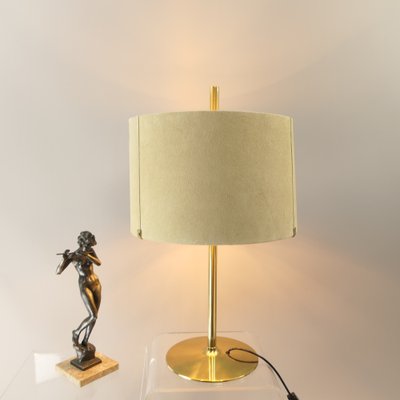 Vintage Italian Table Lamp with Suede Lampshade, 1970s