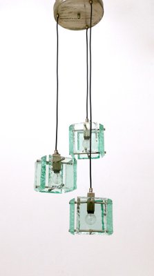 Vintage Italian Three-Light Pendant Light attributed to Zero Quattro, 1950s-JPQ-1817643