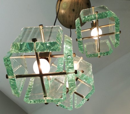 Vintage Italian Three-Light Pendant Light attributed to Zero Quattro, 1950s-JPQ-1817643