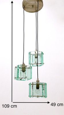 Vintage Italian Three-Light Pendant Light attributed to Zero Quattro, 1950s-JPQ-1817643