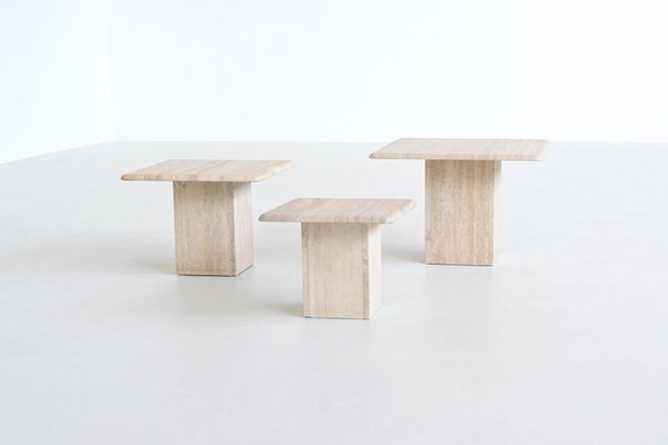 Vintage Italian Travertine Stone Nesting Tables, 1970, Set of 3-BXV-2021490