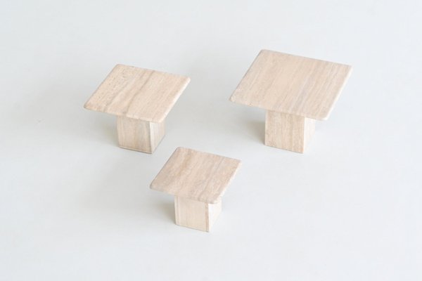 Vintage Italian Travertine Stone Nesting Tables, 1970, Set of 3-BXV-2021490