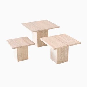 Vintage Italian Travertine Stone Nesting Tables, 1970, Set of 3-BXV-2021490