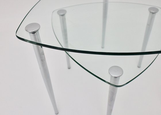 Vintage Italian Tri-Legged Chrome and Glass Side Tables, 1960s, Set of 2-NB-770446