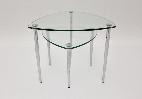 Vintage Italian Tri-Legged Chrome and Glass Side Tables, 1960s, Set of 2-NB-770446