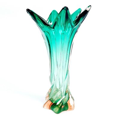 Vintage Italian Twisted Murano Glass Vase, 1960s-BMM-1167499