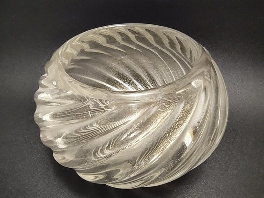 Vintage Italian Twisted Ribs Murano Glass Bowl attributed to Archimede Seguso, 1950s