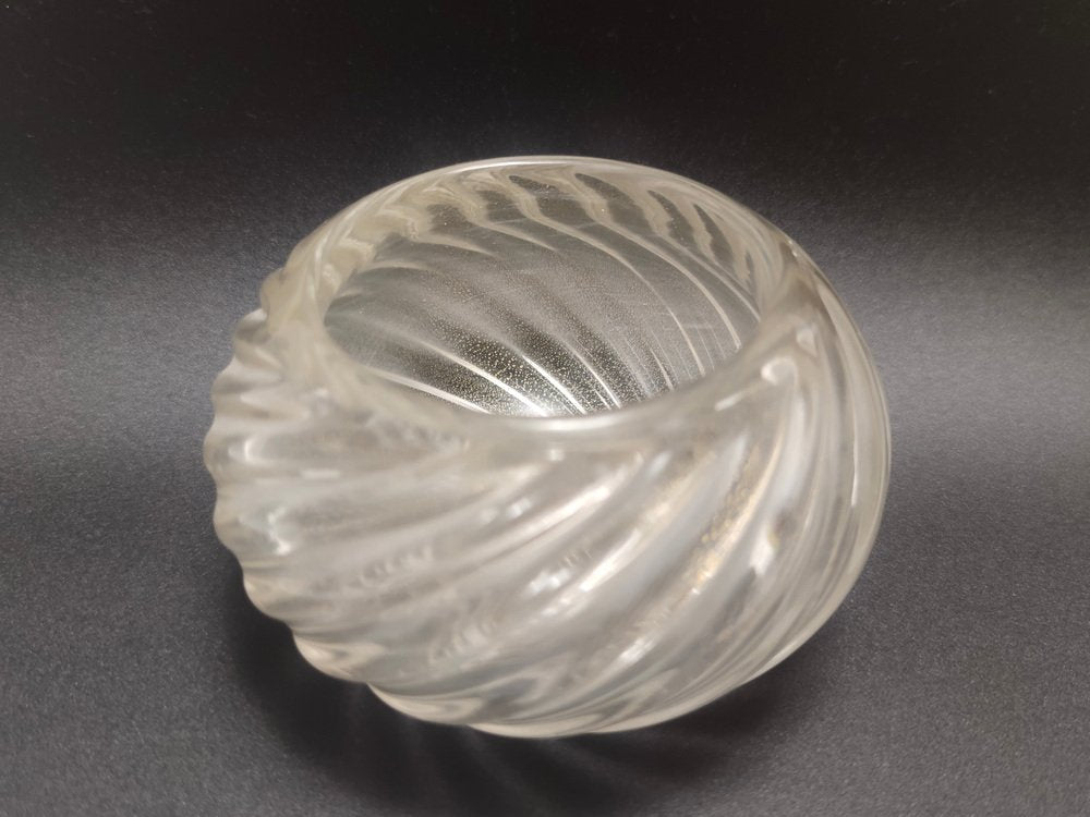 Vintage Italian Twisted Ribs Murano Glass Bowl attributed to Archimede Seguso, 1950s