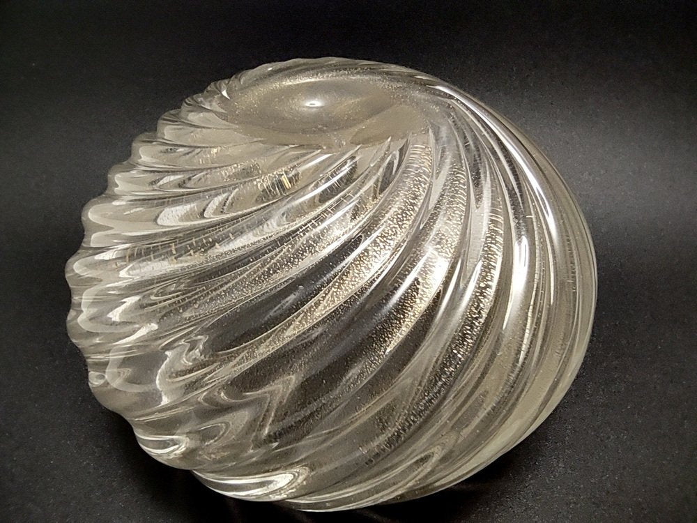 Vintage Italian Twisted Ribs Murano Glass Bowl attributed to Archimede Seguso, 1950s