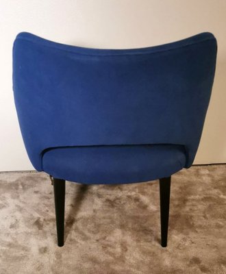 Vintage Italian Ulrich Guglielmo Style Blue Alcantara Armchairs, 1950s, Set of 2-QRS-1436278