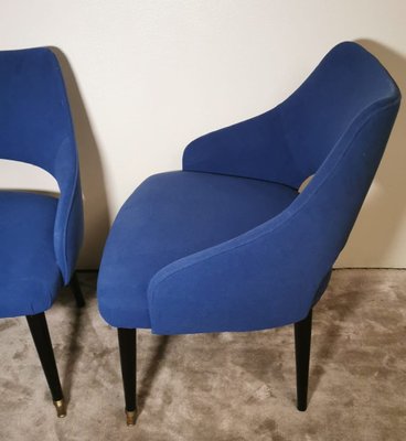 Vintage Italian Ulrich Guglielmo Style Blue Alcantara Armchairs, 1950s, Set of 2-QRS-1436278