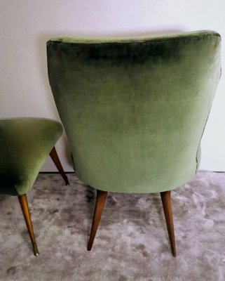 Vintage Italian Ulrich Guglielmo Style Cotton & Velvet Dining Chairs, 1950s, Set of 2-QRS-1436283