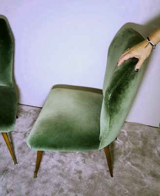 Vintage Italian Ulrich Guglielmo Style Cotton & Velvet Dining Chairs, 1950s, Set of 2-QRS-1436283