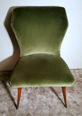 Vintage Italian Ulrich Guglielmo Style Cotton & Velvet Dining Chairs, 1950s, Set of 2-QRS-1436283