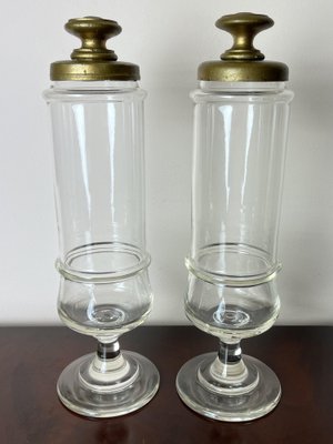 Vintage Italian Vases from Pharmacy in Glass, 1930s, Set of 2-YST-1778596