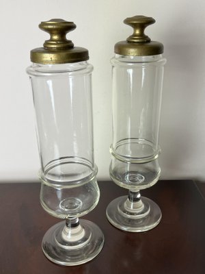 Vintage Italian Vases from Pharmacy in Glass, 1930s, Set of 2-YST-1778596