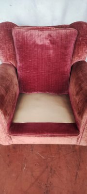 Vintage Italian Velvet Armchairs, 1950s, Set of 2-INI-1777664