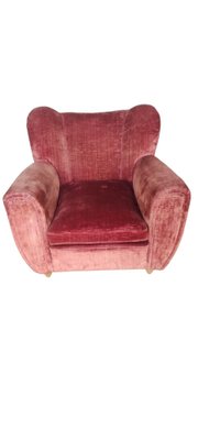 Vintage Italian Velvet Armchairs, 1950s, Set of 2-INI-1777664