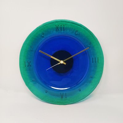 Vintage Italian Wall Clock in Murano Glass by Cà Dei Vetrai, 1960s-QGR-2036864