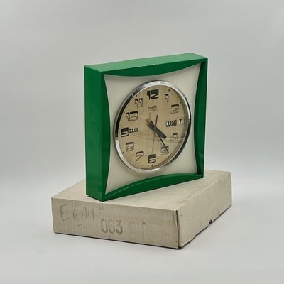 Vintage Italian Wall Clock with Flip Calendar, 1960s-YSC-2022867