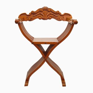 Vintage Italian Walnut Savonarola Chair, 1970s-WVA-1699959