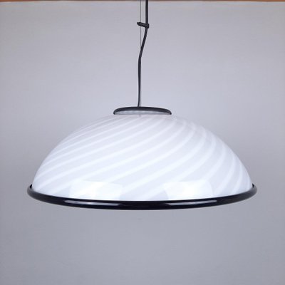 Vintage Italian White and Black Pendant Lamp, 1980s-WQC-843190