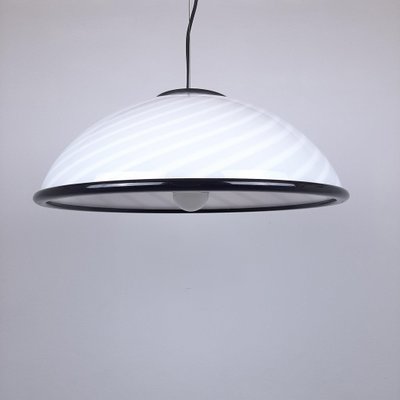 Vintage Italian White and Black Pendant Lamp, 1980s-WQC-843190