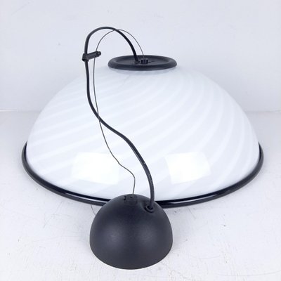 Vintage Italian White and Black Pendant Lamp, 1980s-WQC-843190