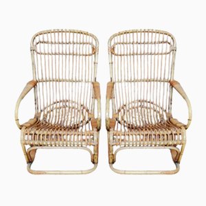 Vintage Italian Wicker Armchairs, 1970s, Set of 2-INI-1777593