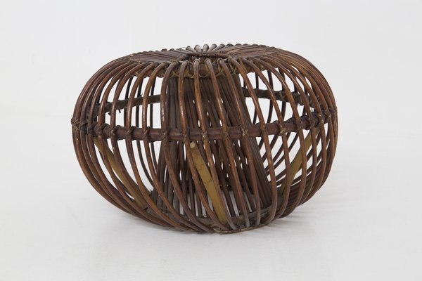 Vintage Italian Wicker Footstool, 1950s-RCE-1398404