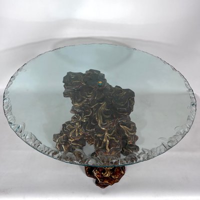 Vintage Italian Wood and Glass Coffee Table, 1970s-OT-1389487