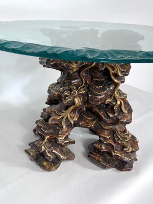 Vintage Italian Wood and Glass Coffee Table, 1970s-OT-1389487